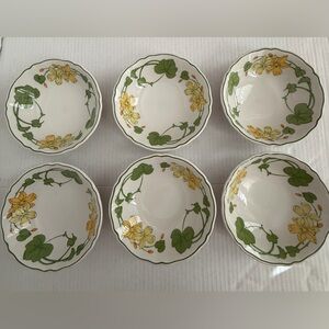 Set Of 6 Vintage Villeroy & Boch Geranium Collection 6” Coupe Berry Cereal  Bowl